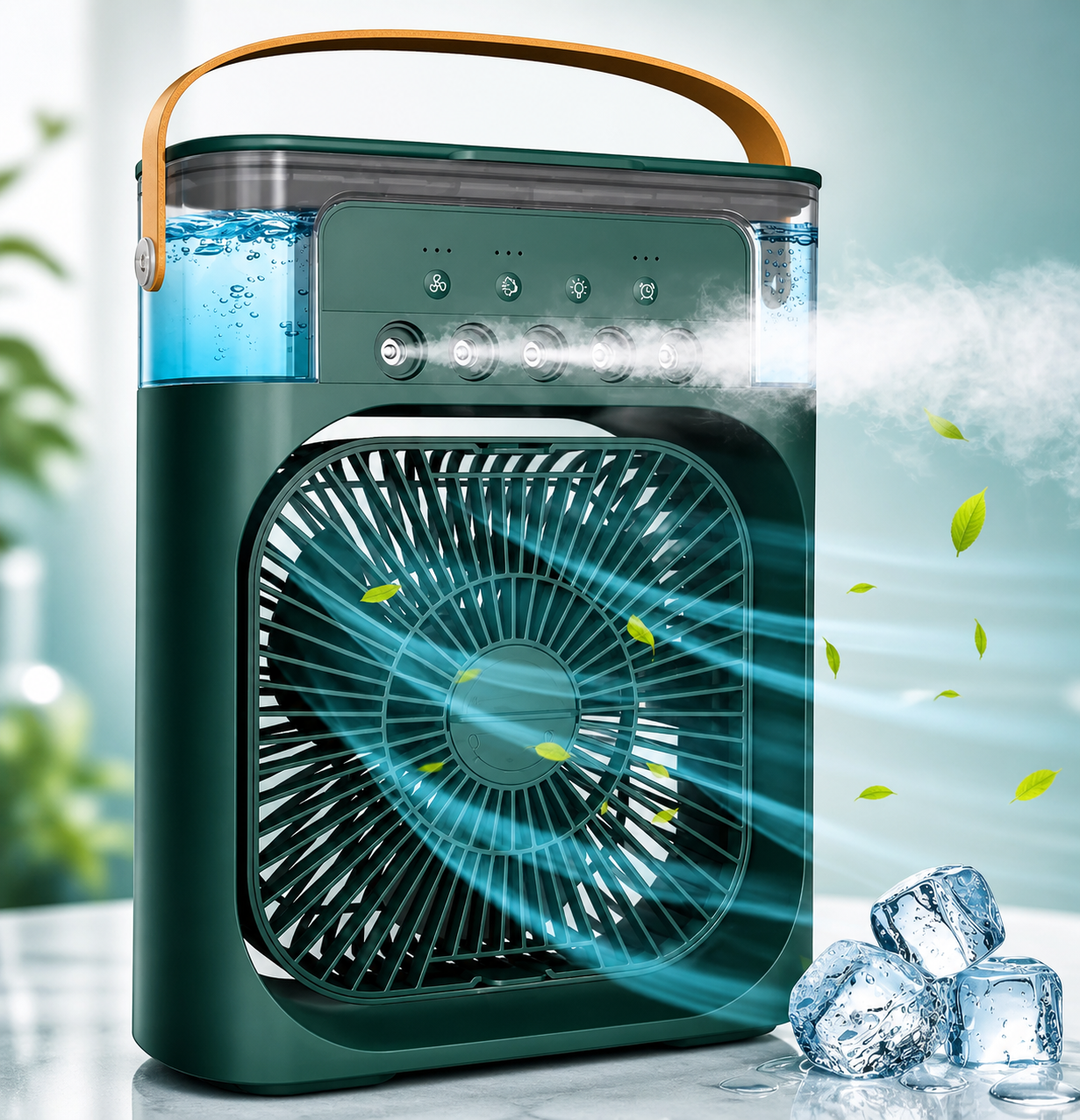 Portable Mini Air Cooler Fan with Mist Spray & LED Light – USB Rechargeable Personal AC